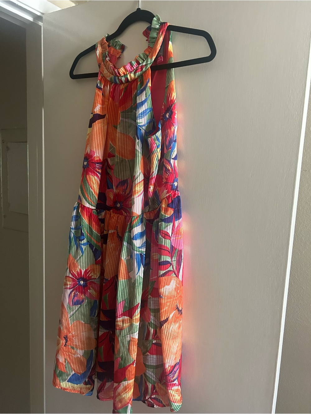 Vince Camuto Orange Multi Floral Halter Dress